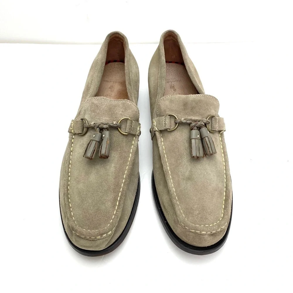 POLO Ralph Lauren Arscott Tassel Suede Fringe Classic Slip On Loafer Beige Sz 13